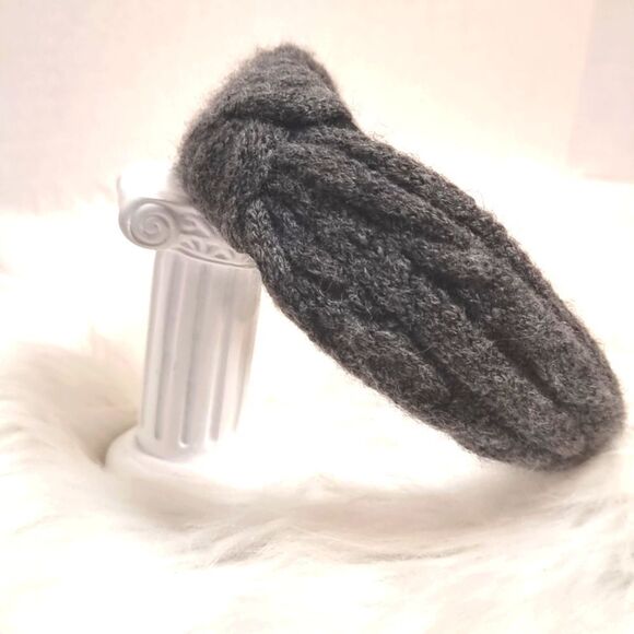 CABLE RIBBED SWEATER KNIT HEADBAND graphite gray - Picture 1 of 6